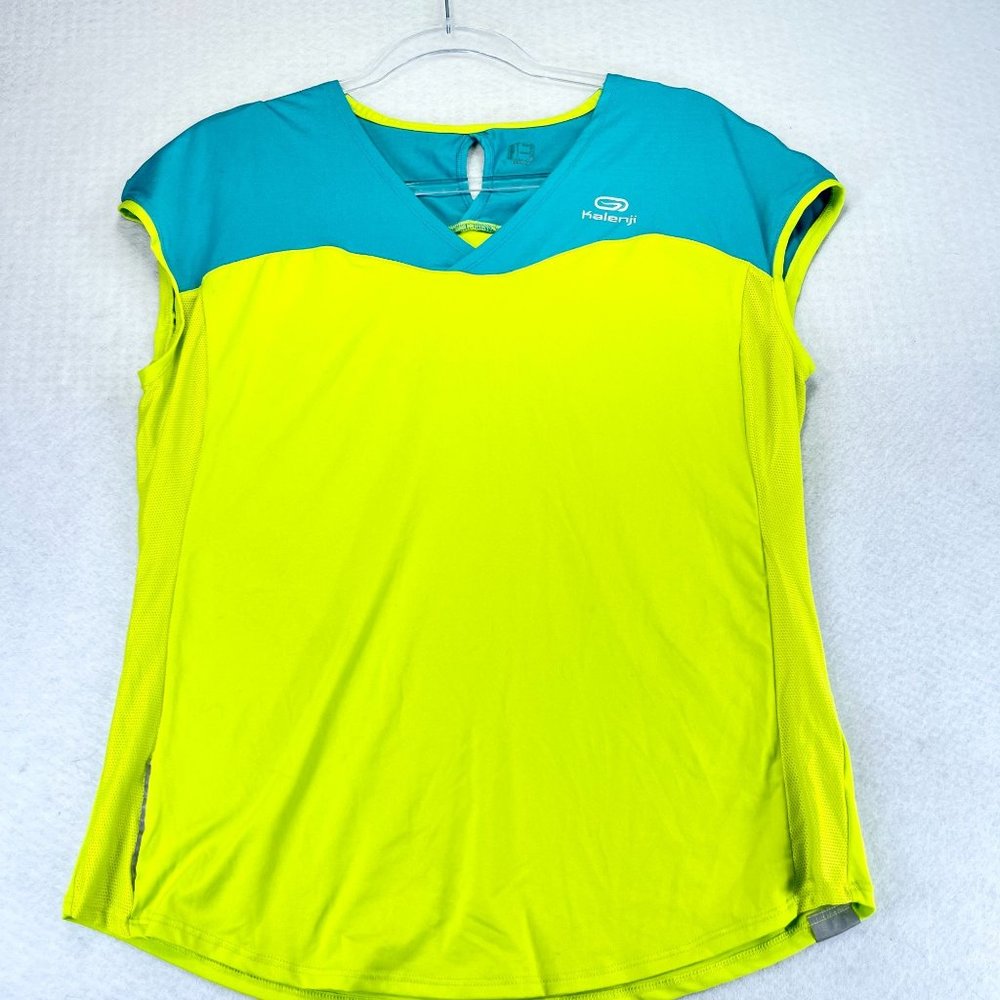 KALENJI FRANCE Womens M Green Blue Decathalon Top Shirt Athletic Sport Summer